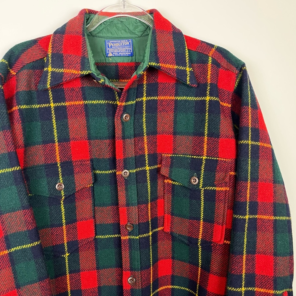 Vintage Pendleton Plaid Wool Flannel Button Down Shirt - Picture 8 of 10